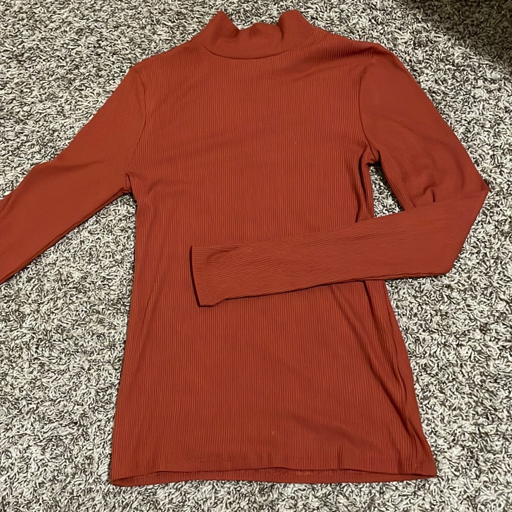 Orange rib knit turtle neck